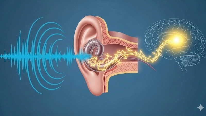  Sóng âm từ giọng nói được hệ thính giác chuyển thành tín hiệu điện não