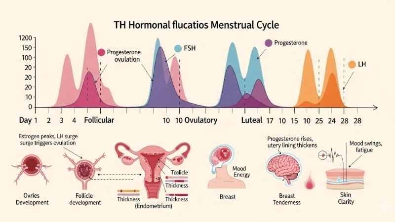  Sự thay đổi hormone trong chu kỳ kinh nguyệt ảnh hưởng cơ thể