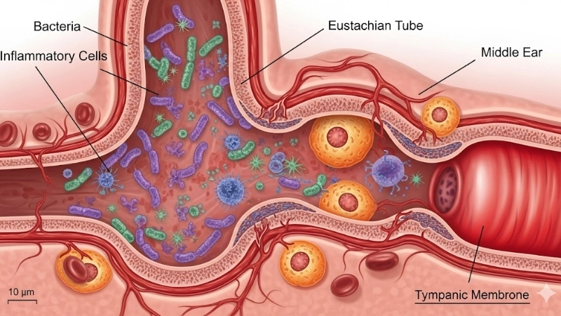  Sự xâm nhập của vi khuẩn gây ra phản ứng viêm trong tai