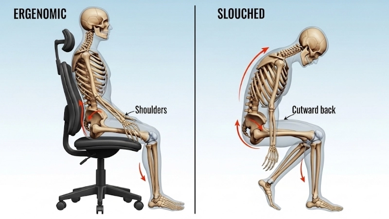  Tác động của tư thế ngồi lên xương và cột sống