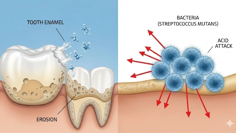  Vi khuẩn gây sâu răng tấn công bề mặt răng của bạn