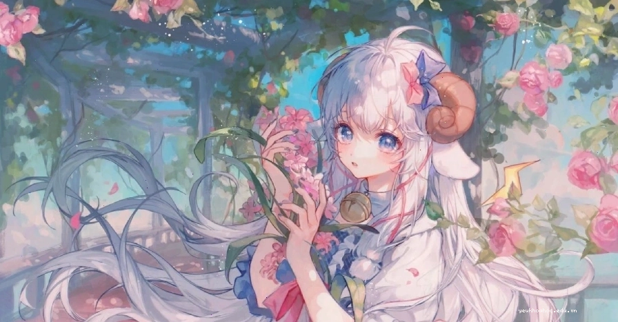 Ảnh anime 3d đẹp với núi và hồ nước phản chiếu bầu trời
