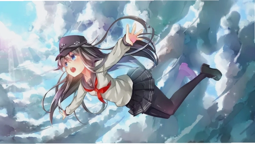 Ảnh anime nữ màu xanh dương chất lượng cao
