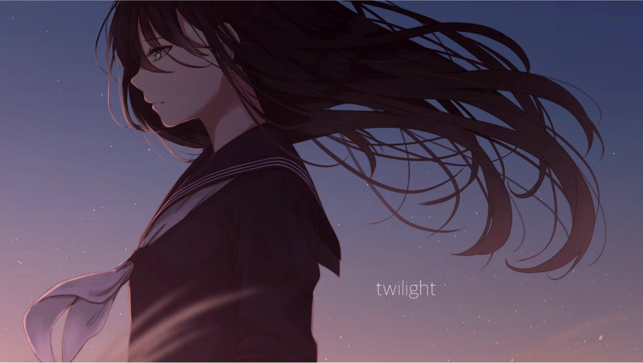 Anime girl buồn trong trang phục học sinh