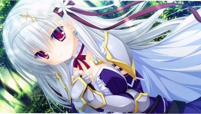 Anime girl tóc trắng dịu dàng và đáng yêu