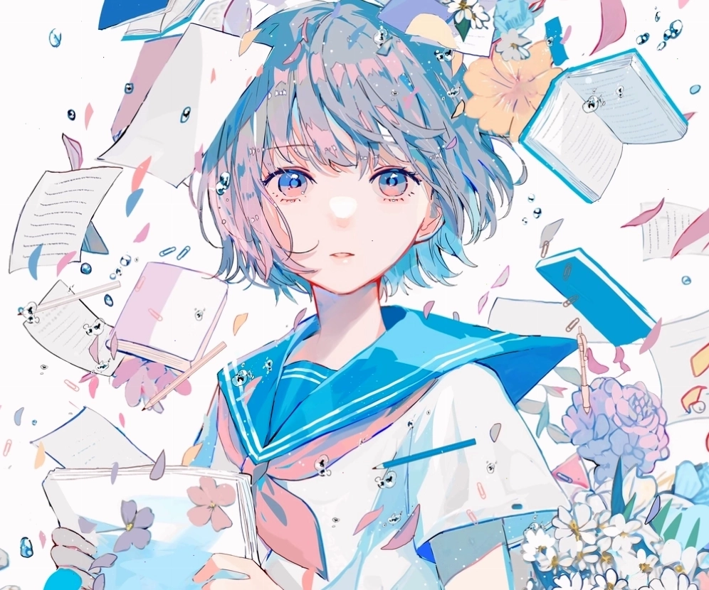 Anime nữ lạnh lùng vô cảm với mái tóc dài và biểu cảm bí ẩn