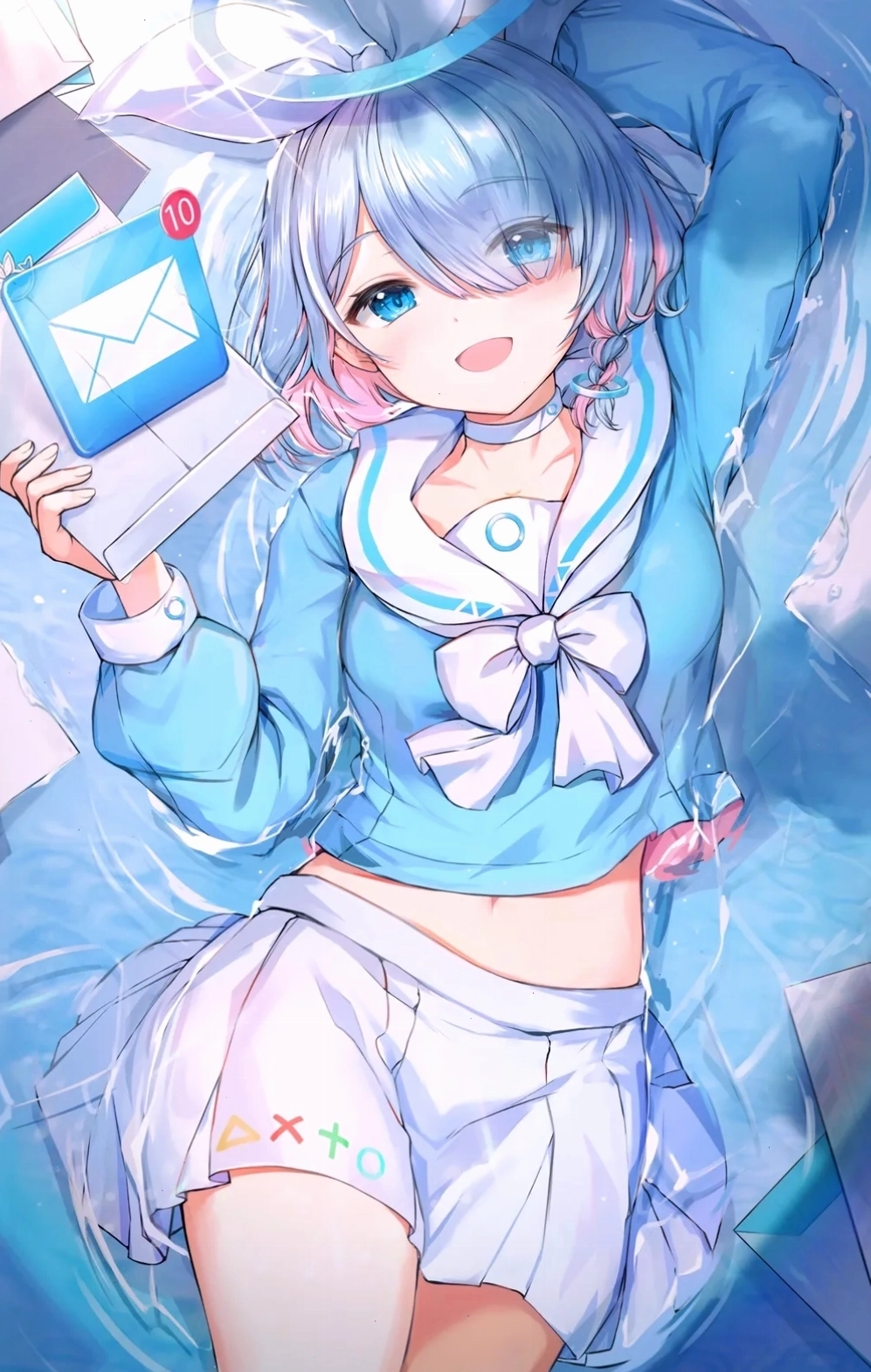 Anime nữ màu xanh dương 4k với chi tiết sắc nét