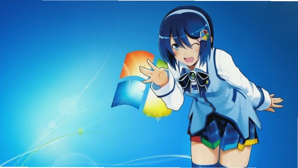 Anime nữ với mái tóc xanh dương thời thượng