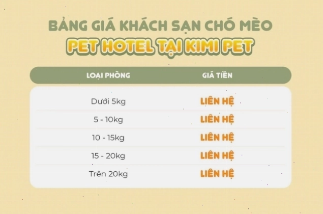 Bảng giá khách sạn cho chó mèo Pet Hotel chi tiết