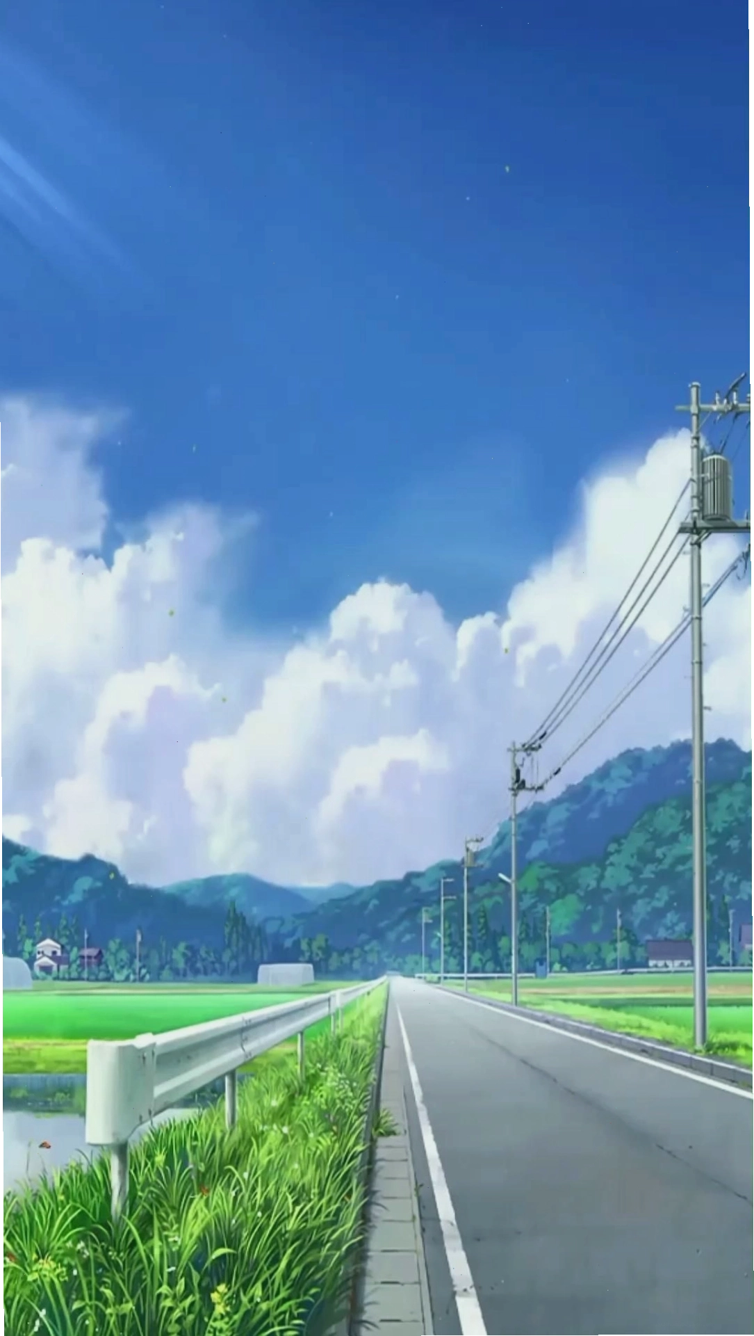 Bờ biển anime thơ mộng với làn nước trong xanh và bầu trời đầy sao