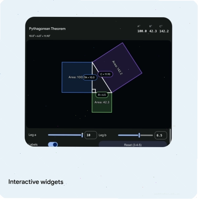 Các widget tương tác thông minh trên giao diện Google Gemini