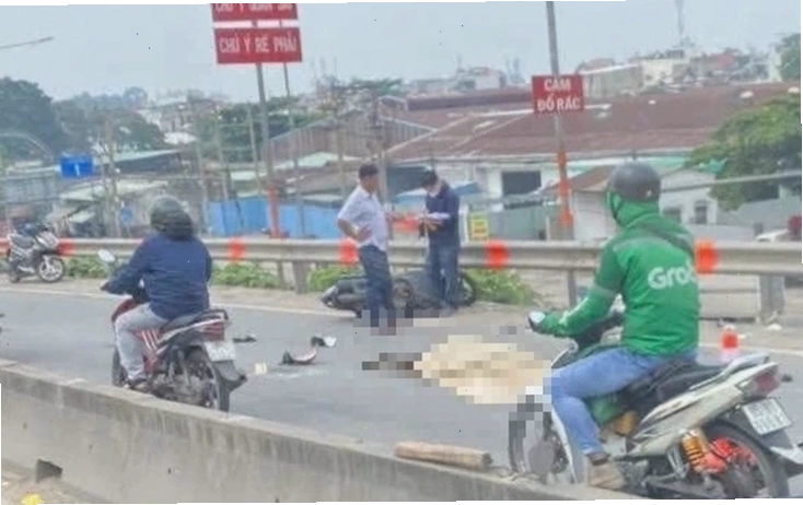 Cận cảnh hiện trường vụ tai nạn giao thông tại cầu vượt Sóng Thần