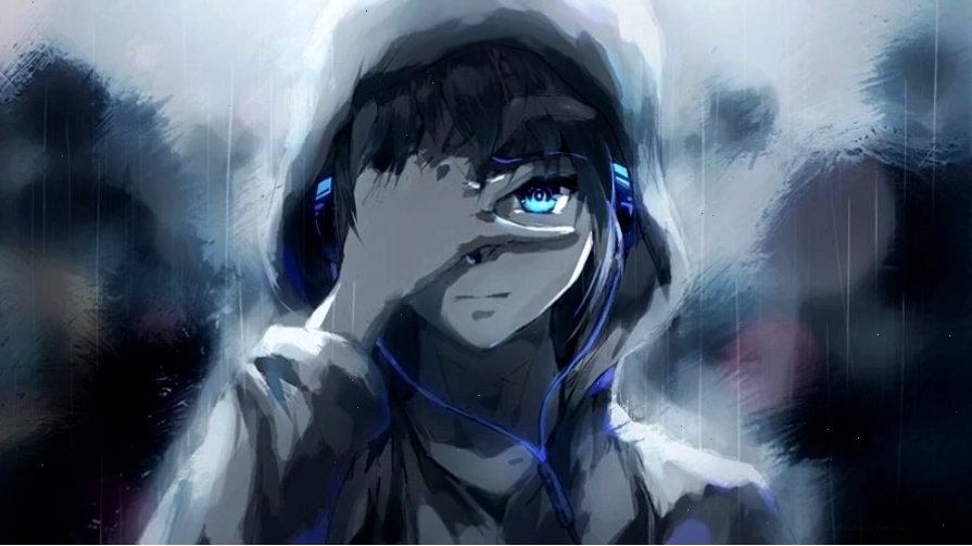 Cảnh Anime 3D với thác nước đổ xuống từ vách đá