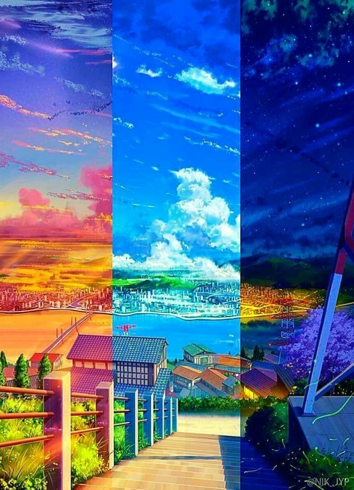 Cảnh vật anime dưới ánh trăng huyền ảo