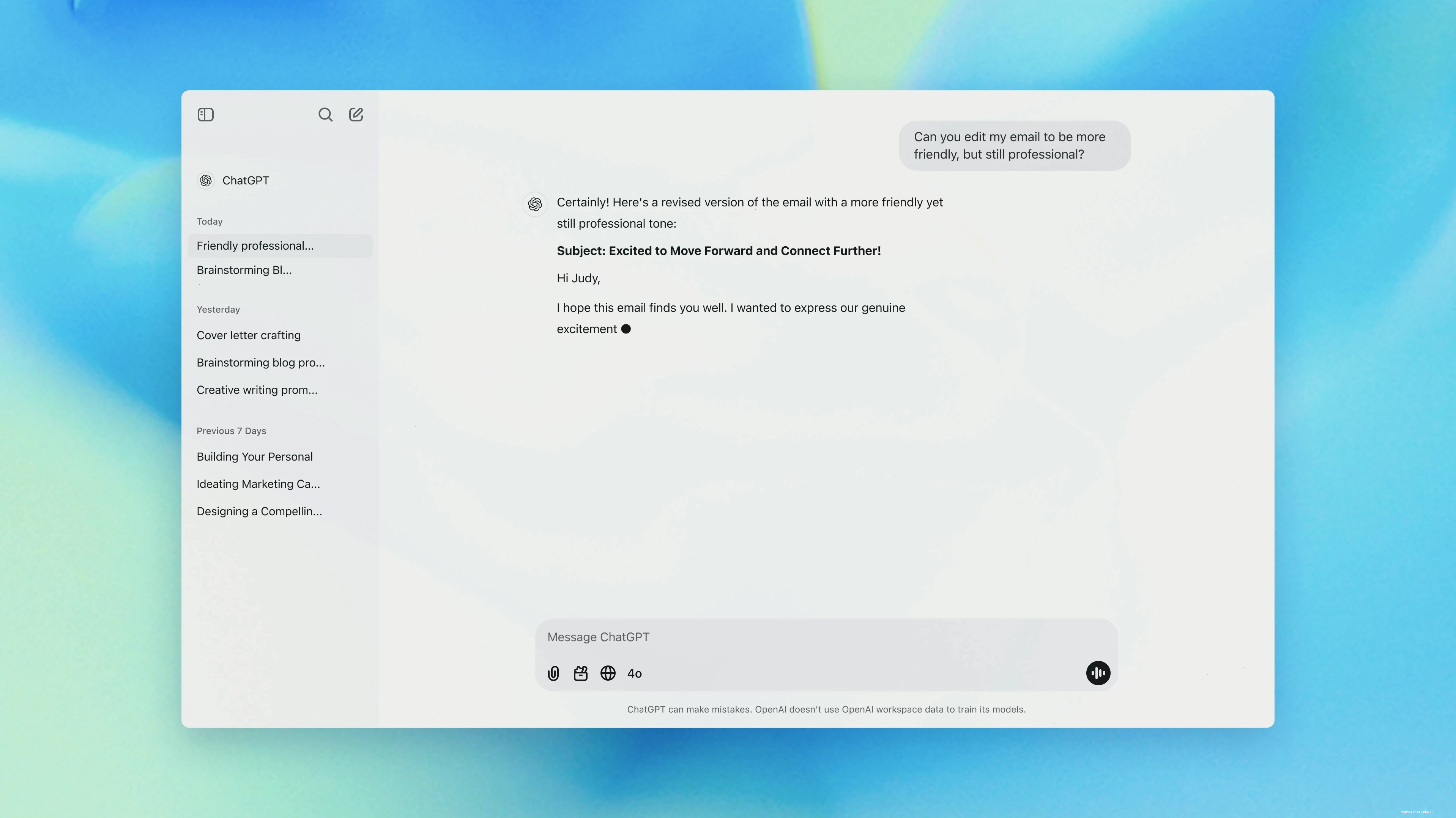 ChatGPT hỗ trợ soạn thảo email chuyên nghiệp và thân thiện