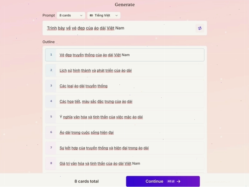 Chỉnh sửa dàn ý bài thuyết trình trên Gamma AI