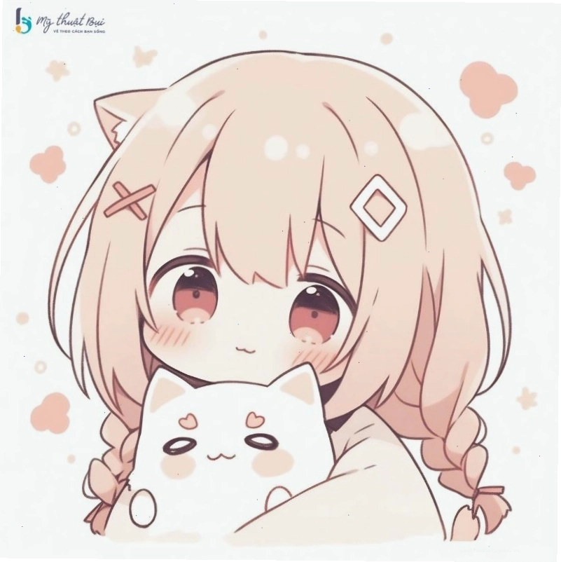 Cô gái anime chibi dễ thương với đôi mắt to tròn