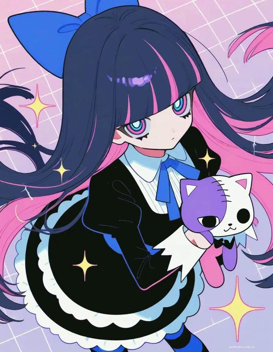 Cô gái anime với mái tóc dài và đôi mắt to biểu cảm