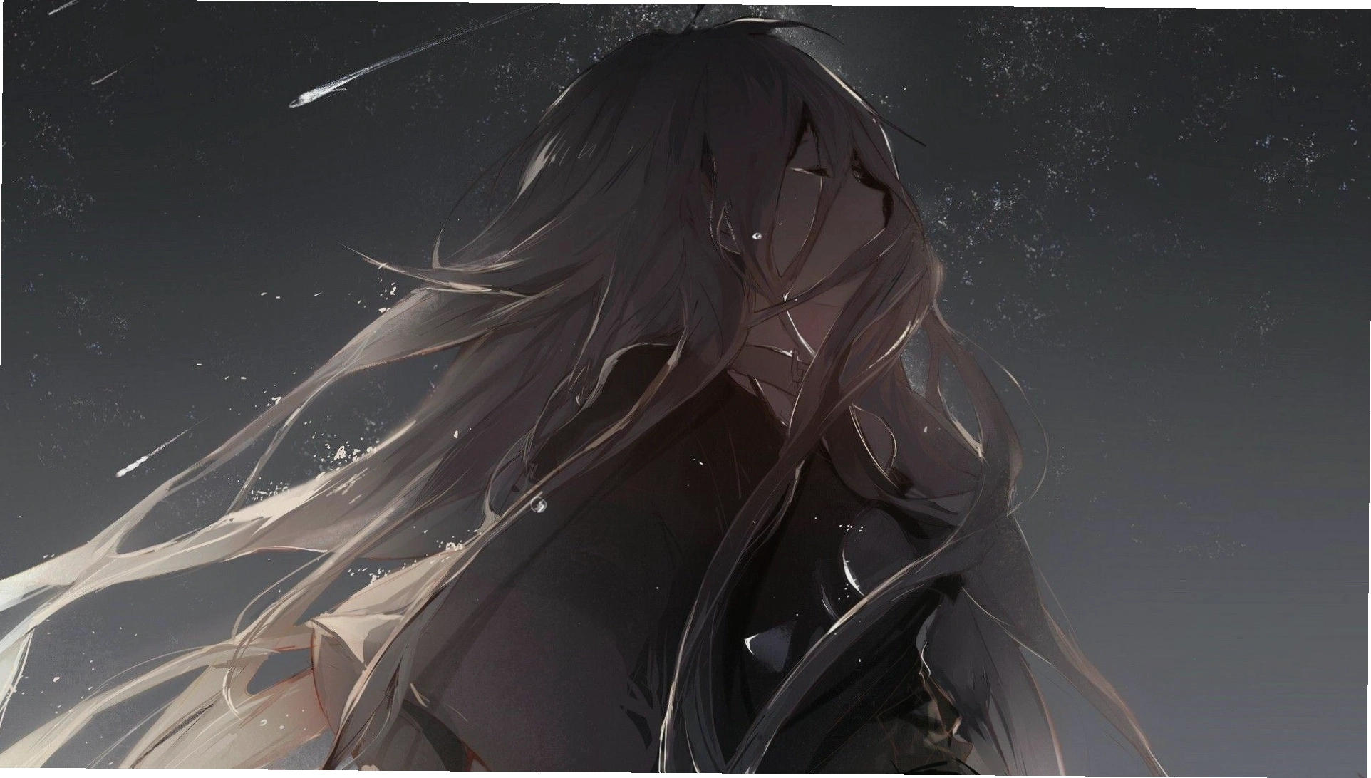 Crying Anime Girl Wallpaper với giọt nước mắt lăn dài