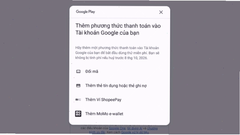 Cung cấp thông tin thanh toán hợp lệ khi đăng ký Gemini Student