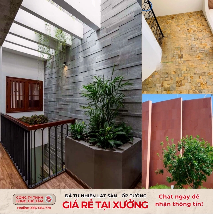 Đá sa thạch ốp tường với bề mặt khò nhám