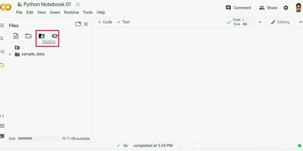 Gắn Google Drive vào phiên bản Google Colab