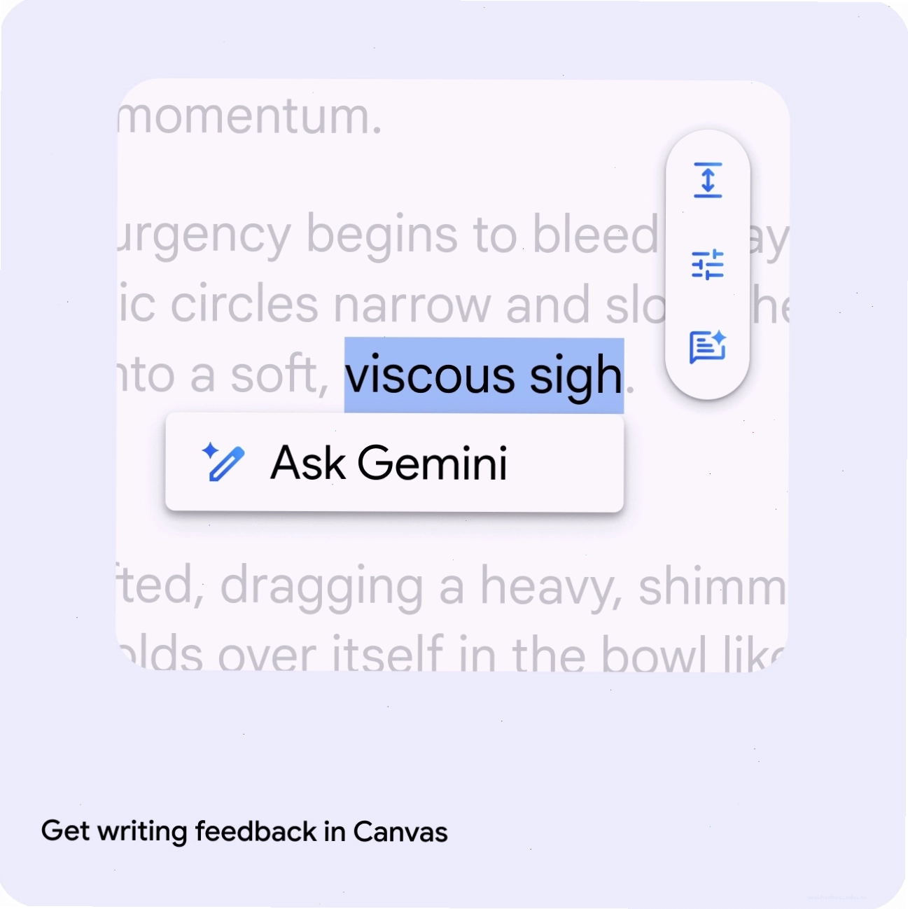 Gemini hỗ trợ phản hồi trong Canvas