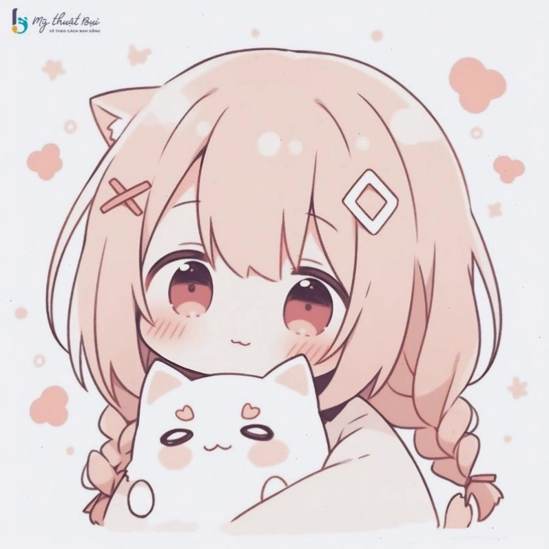 Hình ảnh anime nữ chibi với đôi mắt to tròn và nụ cười rạng rỡ
