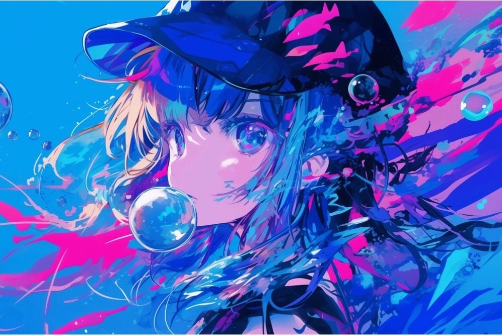 Hình ảnh anime nữ vô cảm với nụ cười nhếch mép đầy thách thức