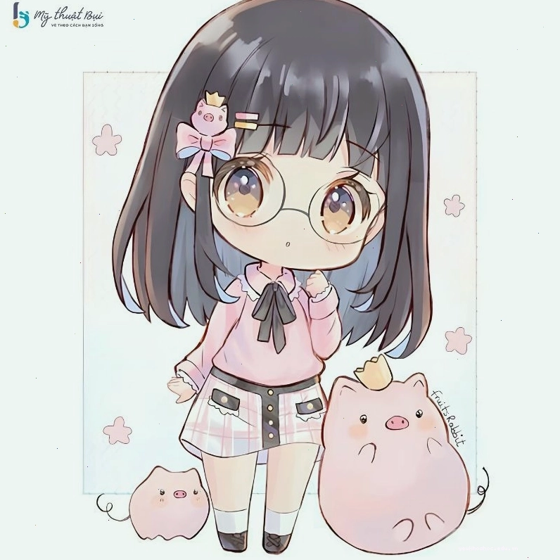 Hình ảnh chibi nữ dễ thương trong trang phục học sinh