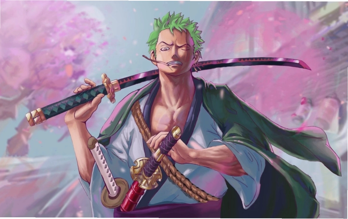 Hình ảnh Zoro đang trong thế tấn công đầy uy lực
