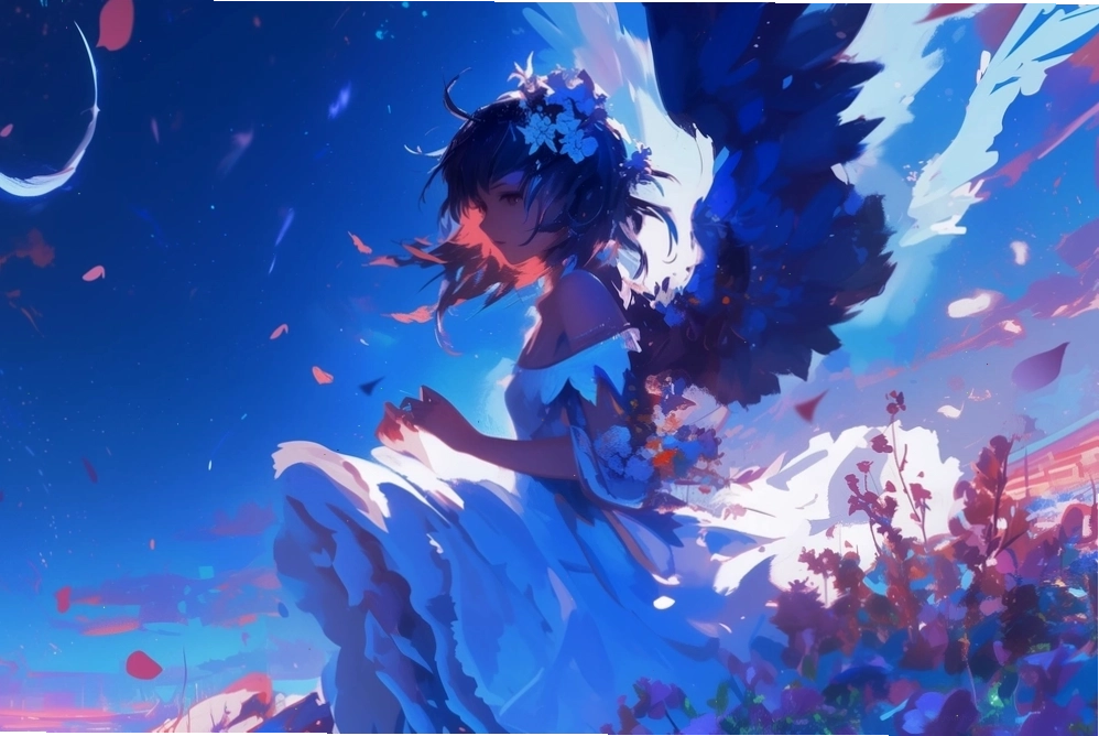 Hình anime lạnh lùng với trang phục đen bí ẩn
