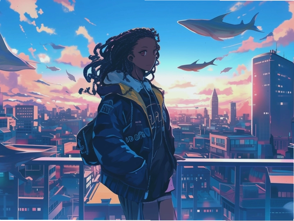 Hình anime nữ lạnh lùng vô cảm nhìn xa xăm