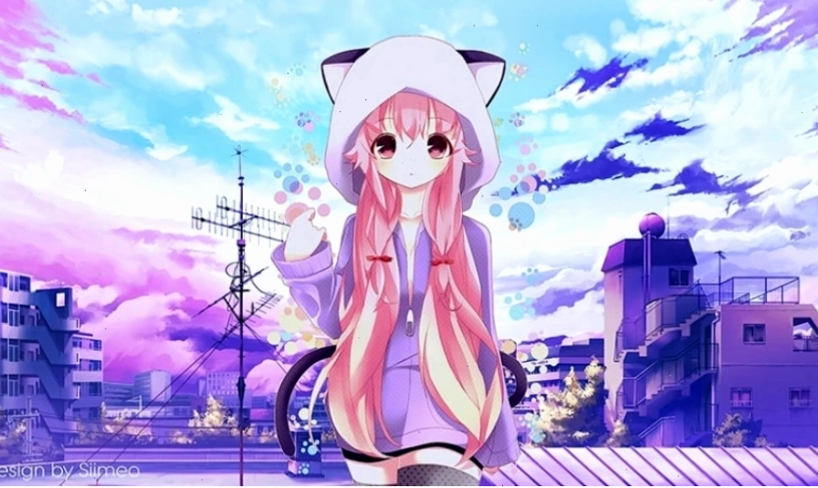 Hình nền máy tính Anime với hiệu ứng ánh sáng