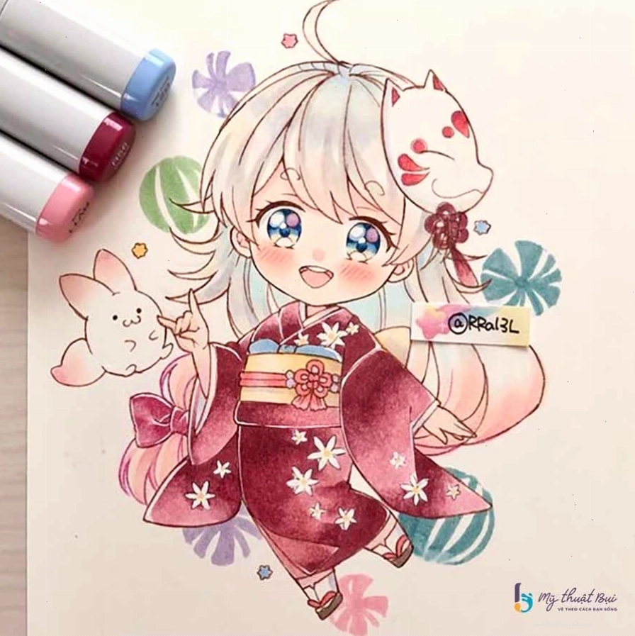 Hình vẽ anime chibi với biểu cảm đa dạng