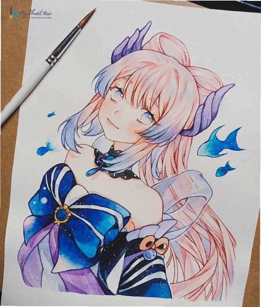 Hoàn thiện bản vẽ mặt anime nữ