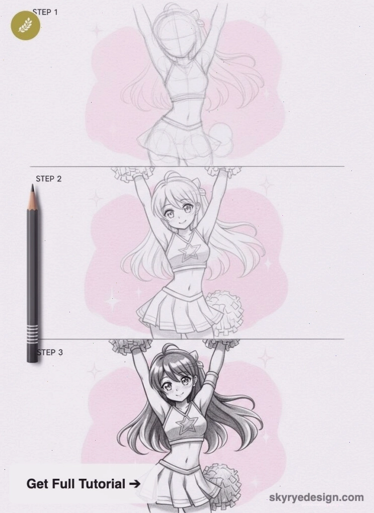 Hướng dẫn vẽ hoạt hình anime cheerleader từng bước