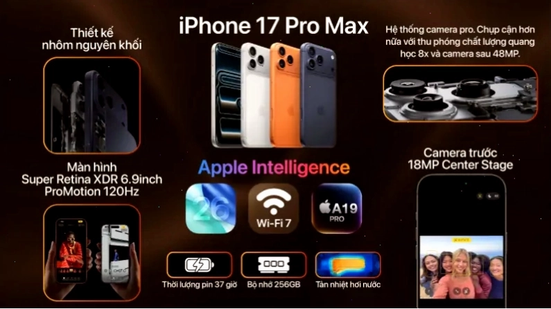 iPhone 17 Pro Max phiên bản màu xanh đậm sang trọng
