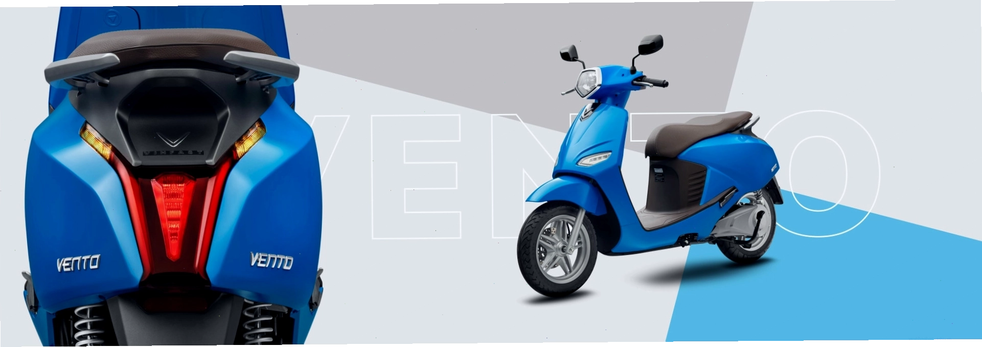 Kiểu dáng xe máy điện VinFast Vento màu xanh với yên đen