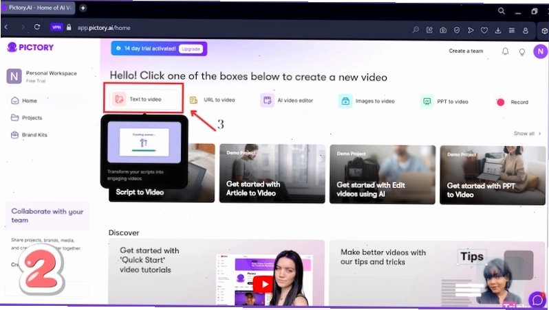 Lựa chọn phương thức tạo video trên Pictory AI