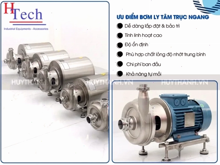 Máy bơm ly tâm trục ngang với các bộ phận chính