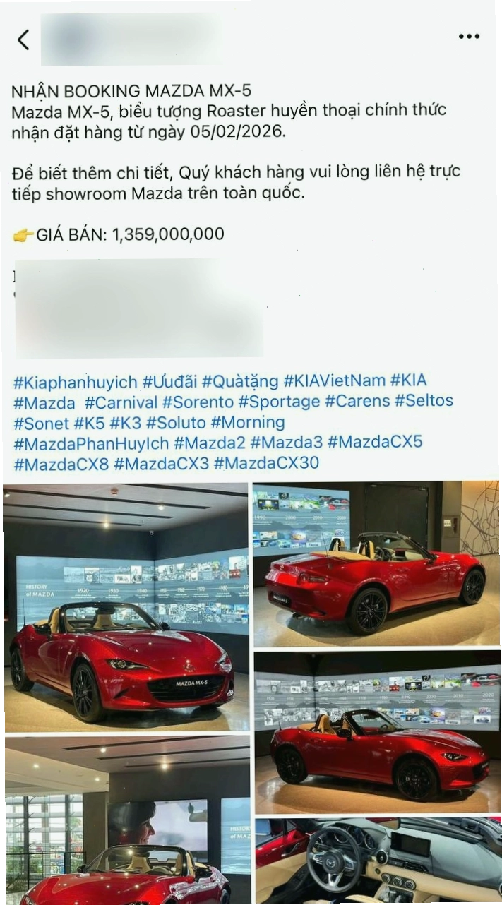 Mazda MX-5 2026 với thiết kế thể thao cuốn hút