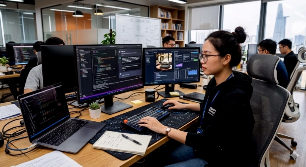 Minh họa vai trò của Prompt Engineer trong việc tương tác với AI