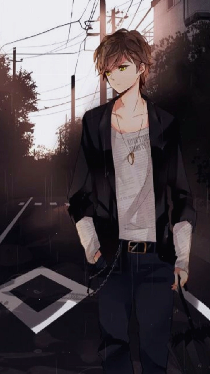 Một chàng trai anime với vẻ ngoài có chút buồn và ngầu