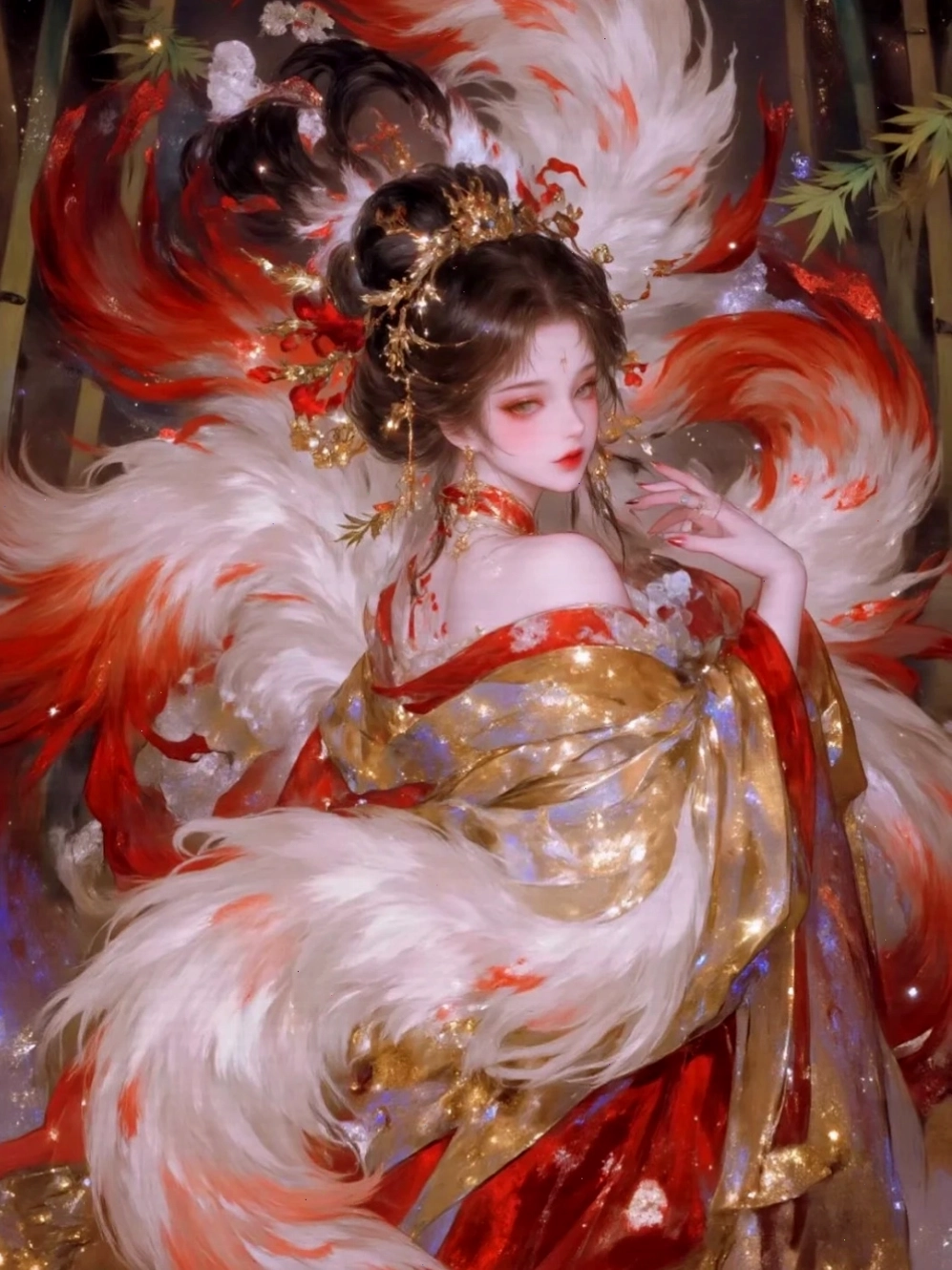 Mỹ nhân hồ ly anime với trang phục gợi cảm