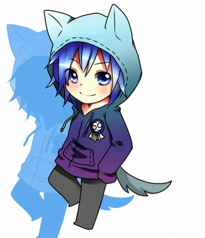 Nhân vật anime chibi nam với biểu cảm ngạc nhiên