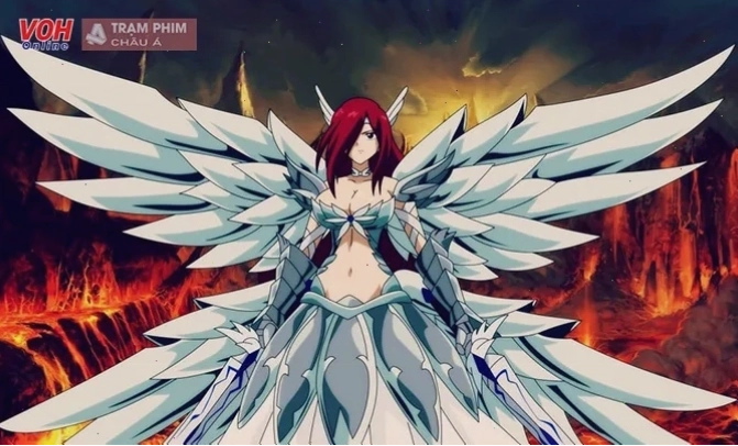 Nhân vật Erza Scarlet trong Fairy Tail với bộ giáp đặc trưng