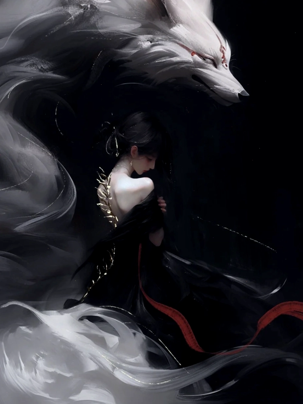 Nhân vật hồ ly anime trong trang phục chiến binh