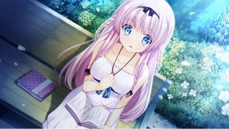 Nhân vật nữ tóc trắng anime với vẻ mặt trầm tư