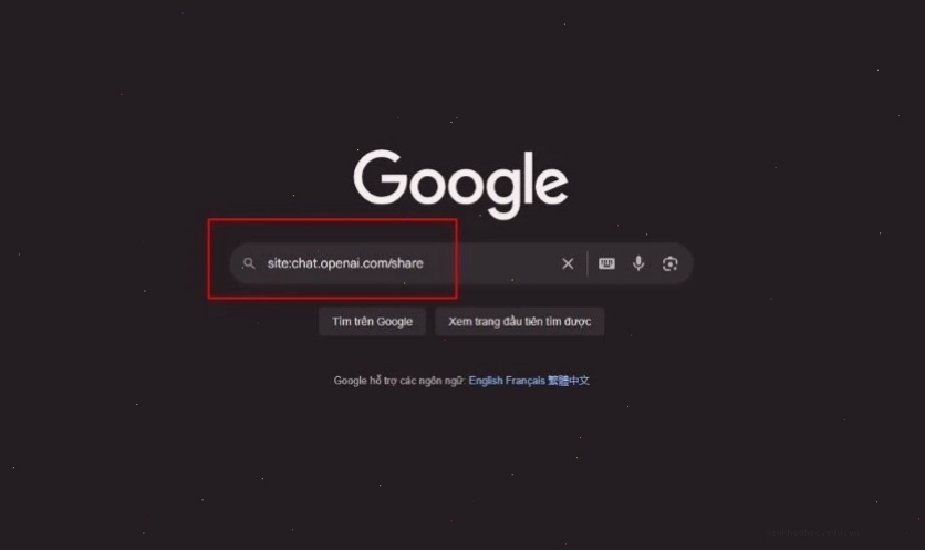 Nhập site:chat.openai.com/share kèm theo các từ khóa đặc trưng để kiểm tra